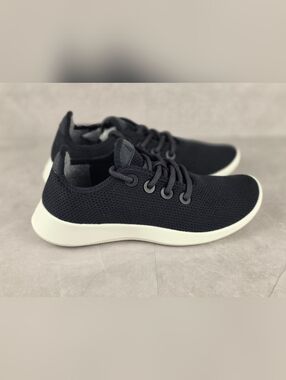 Black Knit Lace-Up Sneakers with White Sole "All Birds"